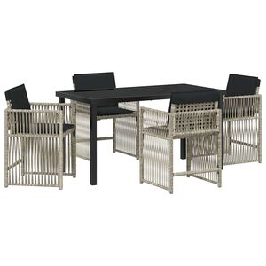 vidaXL Garden Dining Set 5 pcs Light Grey Poly Rattan