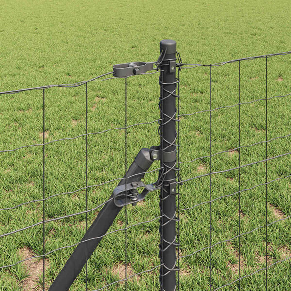 vidaXL Fence with Post Grey 0.8 x 25 m Steel and PVC