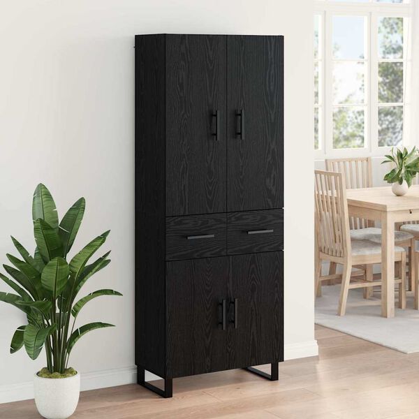 vidaXL Highboard with Drawer 2 pcs Black Oak 69.5 x 34 x 180 cm