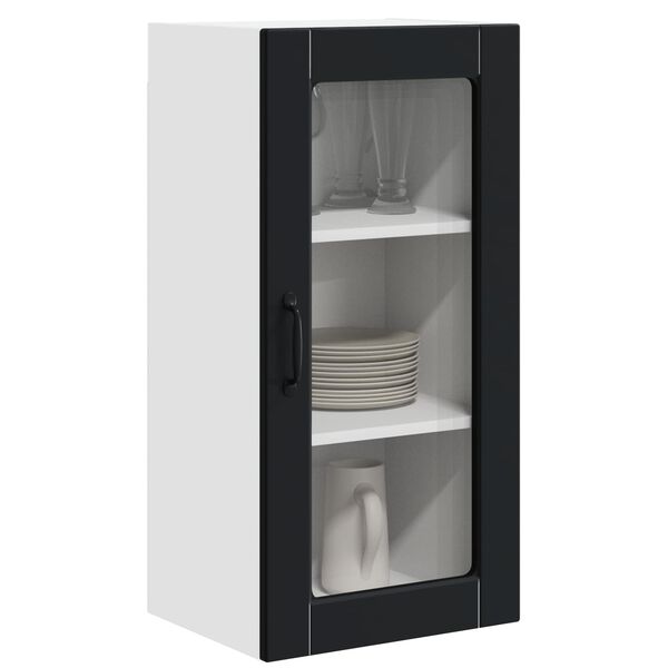 vidaXL Kitchen Cabinet 2 pcs Black 40 x 31 x 80 cm Engineered Wood