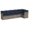 vidaXL 6 Piece Garden Sofa Set with Cushions Grey Poly Rattan