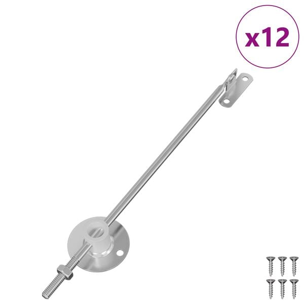 vidaXL Lid Support Hinge 12 pcs Silver 194 x 36 x 18 mm Iron