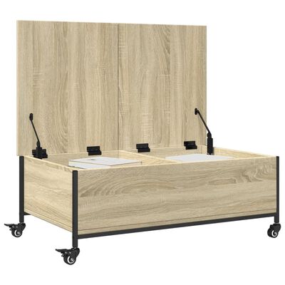 vidaXL Coffee Table with Wheels Sonoma Oak 91x55x34 cm Engineered Wood
