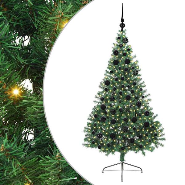 vidaXL Artificial Pre-lit Christmas Tree Green 180 cm PVC