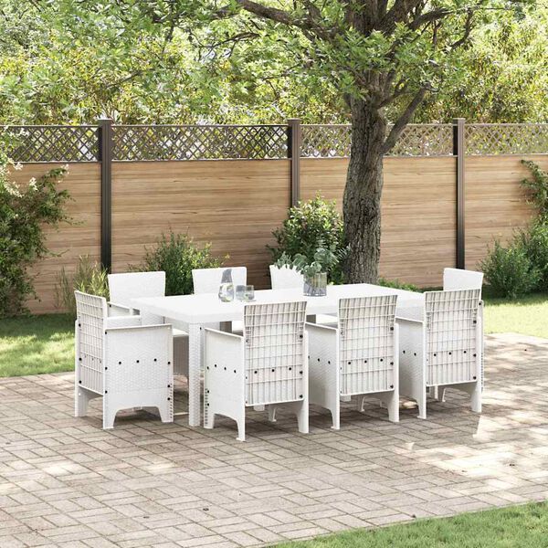 vidaXL Garden Dining Set 9 pcs White Polypropylene