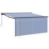 vidaXL Retractable Awning Manual Blue and White 300 x 250 cm