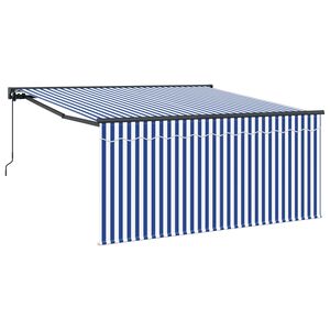 vidaXL Retractable Awning Manual Blue and White 300 x 250 cm
