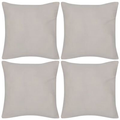 4 Beige Cushion Covers Cotton 50 x 50 cm