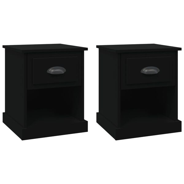 vidaXL Bedside Cabinets 2 pcs Black 39x39x47.5 cm Engineered Wood