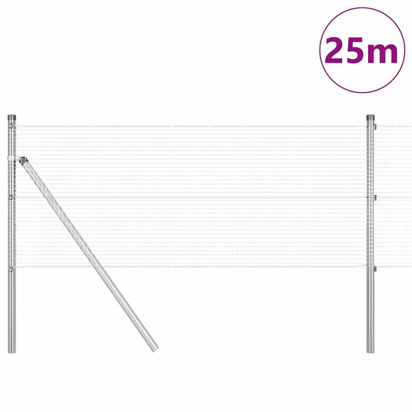 vidaXL Fence Post Silver 25 x 0.6 m (16 x 16 mm mesh) Steel