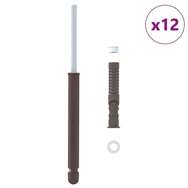 vidaXL Floating Shelf Brackets 12 pcs Beige &Oslash;12 x 190 mm Steel