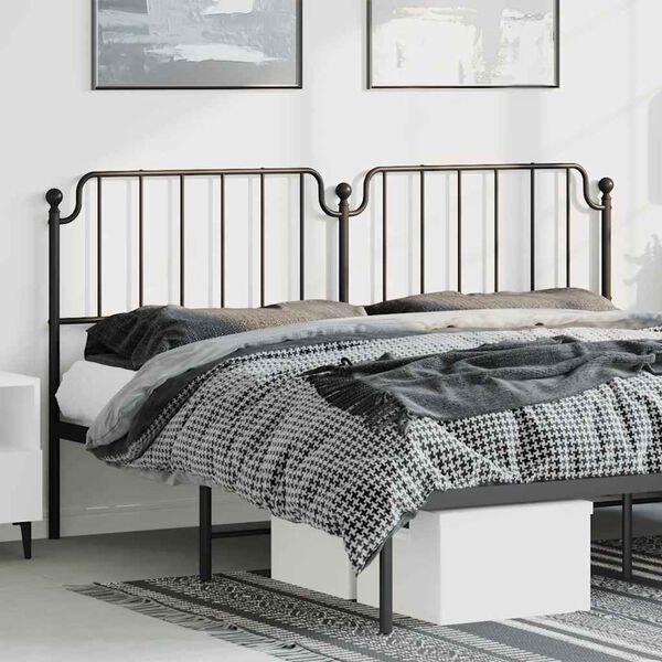 vidaXL Metal Replace Headboard Black 193 cm