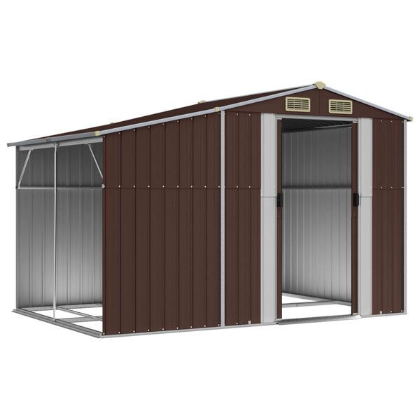 vidaXL Garden Shed Brown 277x192.5x179 cm Galvanised Steel