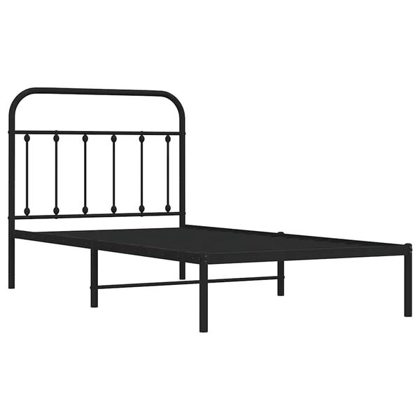 vidaXL Metal Bed Frame without Mattress with Headboard Black 100x190cm