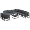 vidaXL Garden Sofa Set with Cushion 10 pcs Black Aluminium
