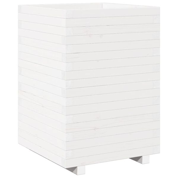 vidaXL Garden Planter White 50x50x72.5 cm Solid Wood Pine