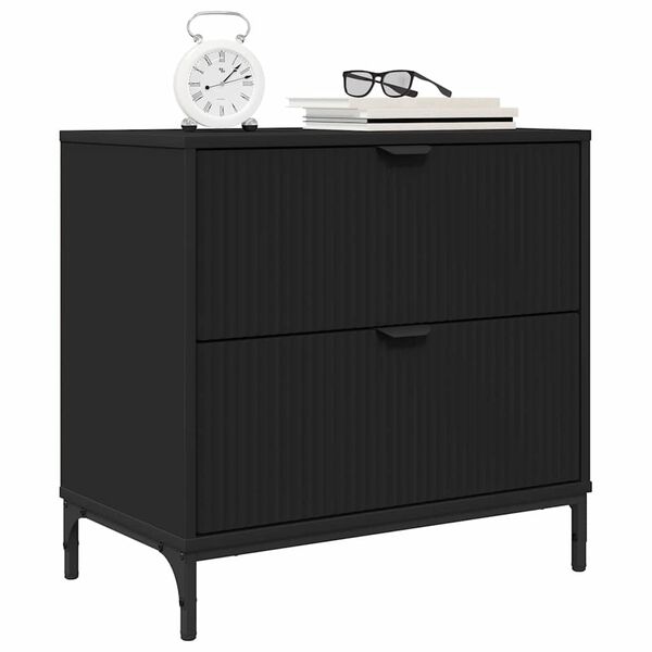 vidaXL Bedside Table Black 63.5 x 36 x 61 cm Engineered wood