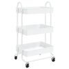 vidaXL 3-Tier Trolley White 43x34x79 cm Steel