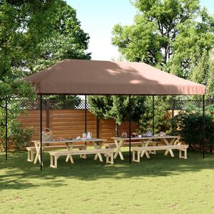 vidaXL Party Tent Brown with Black Frame Oxford Fabric