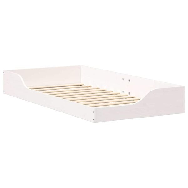 vidaXL Floor Bed Frame White 75 x 190 cm Solid pine wood