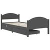 vidaXL Bed Frame without Mattress Dark Grey Solid Wood Pine 90x200 cm (322046+321990)