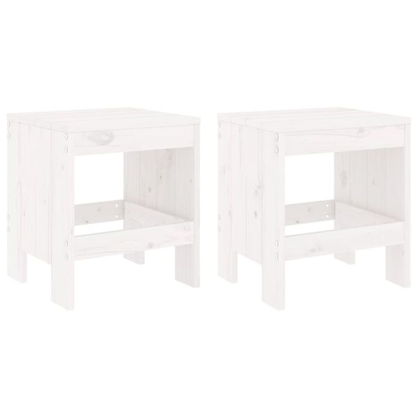 vidaXL Garden Stools 2 pcs White 40x36x45 cm Solid Wood Pine