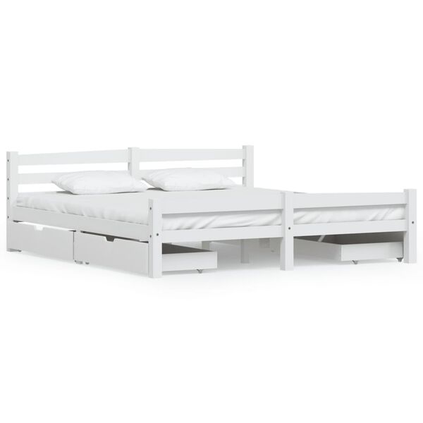vidaXL Bed Frame without Mattress White Solid Wood Pine 180x200 cm Super King