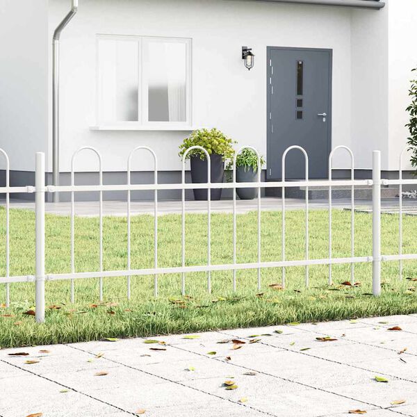 vidaXL Garden Fence 7 pcs White 11.9 x 0.6 m Powder-coated Steel