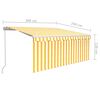 vidaXL Manual Retractable Awning with Blind&LED 3x2.5m Yellow&White