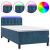 vidaXL Box Spring Bed with Mattress&LED Dark Blue 100x200cm Velvet