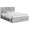 vidaXL Bed Frame with Storage and Headboard Grey Sonoma 120 x 200 cm