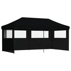 vidaXL Foldable Party Tent Pop-Up with 3 Sidewalls Black