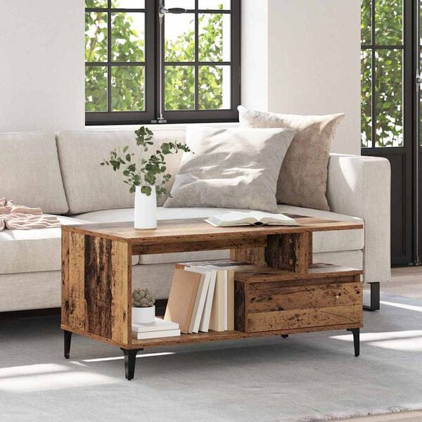 vidaXL Coffee Table Old Wood 90 x 49 x 45 cm Engineered Wood