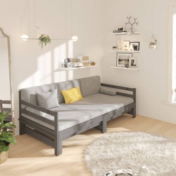 vidaXL Pull-out Day Bed without Mattress Grey 2x(80x200)cm