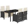 vidaXL 5 Piece Garden Dining Set with Cushions Black Poly Rattan