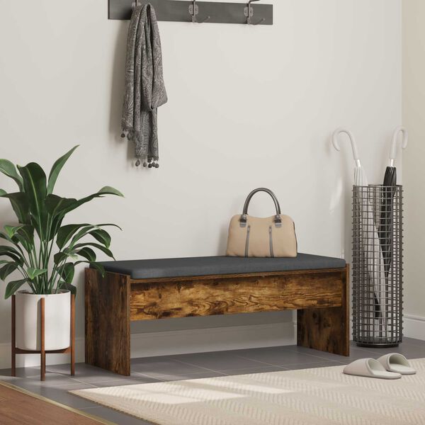 vidaXL Hall Bench with Cushion Smoked Oak 103 x 38 x 40 cm