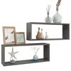 vidaXL Wall Cube Shelf 2 pcs High Gloss Grey 60x15x23 cm Engineered Wood