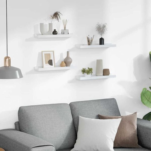 vidaXL Wall Shelves 4 pcs White 40x9x3 cm