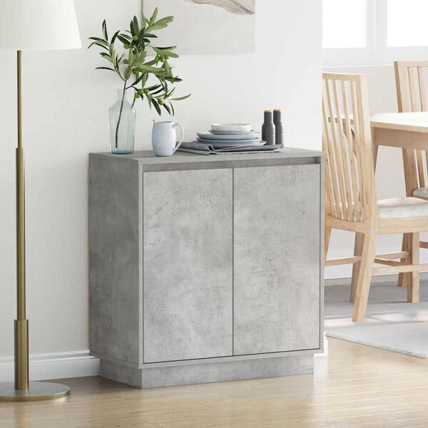 vidaXL LED Sideboard Concrete Grey 71 x 34.5 x 75 cm Engineered Wood