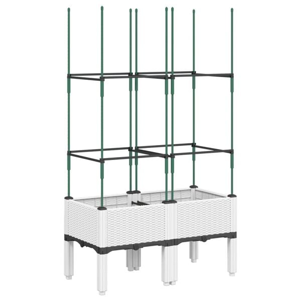 vidaXL Garden Planter with Trellis White 80x40x142.5 cm PP