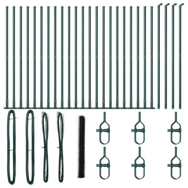 vidaXL Fence Post Green 50 x 1.5 m (50 mm mesh) Steel and PVC