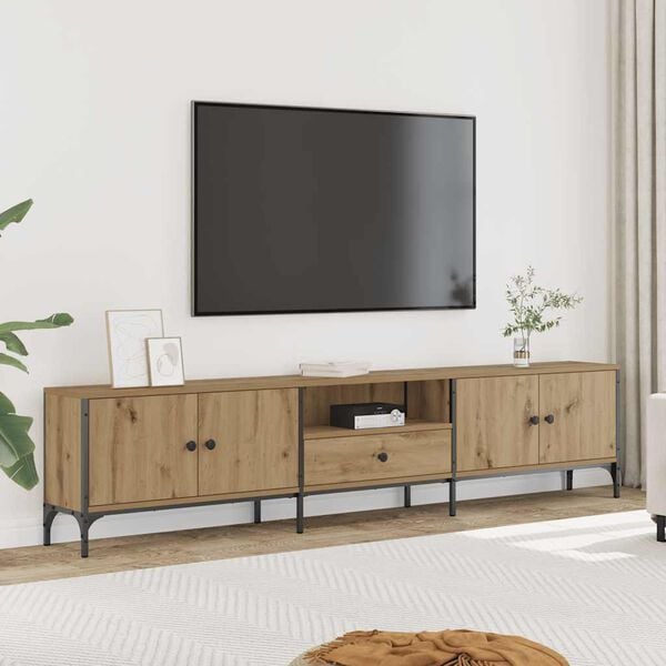 vidaXL TV Cabinet with Drawer Artisan Oak 200x25x44 cm Engineered Wood