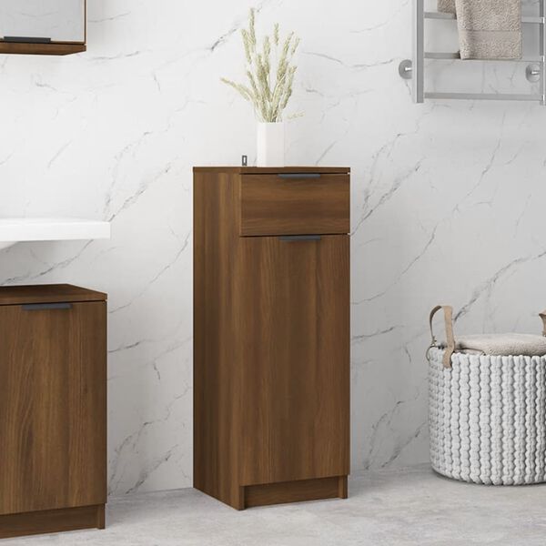 vidaXL Bathroom Cabinet Brown Oak 32x34x90 cm Engineered Wood