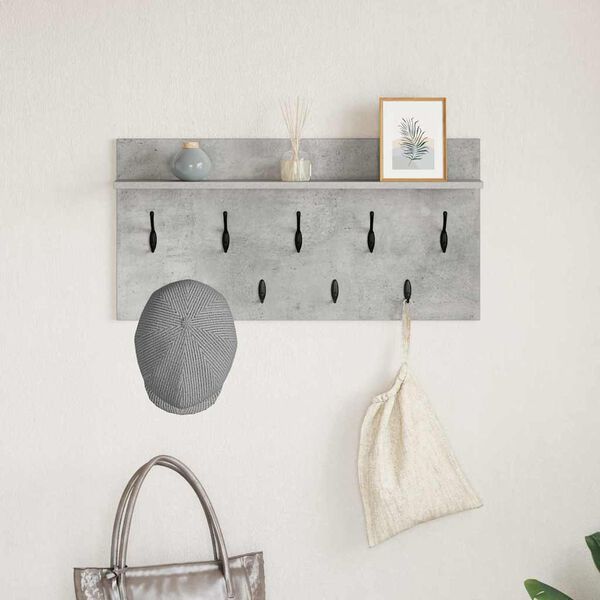 vidaXL Wall-Mounted Coat Rack with Shelf Concrete Grey 80 x 40 x 12 cm