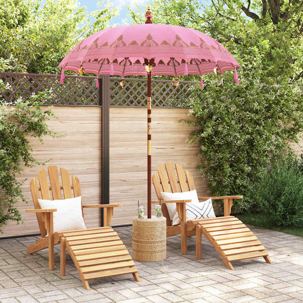 vidaXL Balinese Parasol Pink (180-190) x 260 cm Cotton and Wood