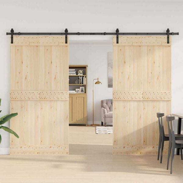 vidaXL Sliding Door Hardware Kit 305 cm Steel Black