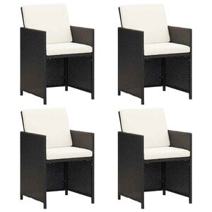vidaXL Garden Dining Chairs with Cushions 4 pcs Black Poly Rattan