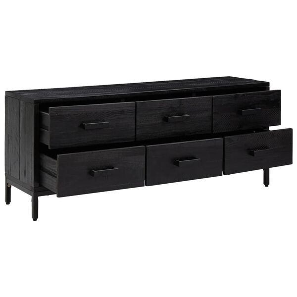 vidaXL Storage Cabinet Black 110x30x45 cm Solid Pinewood