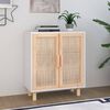 vidaXL Sideboard White 60x30x70 cm Solid Wood Pine and Natural Rattan