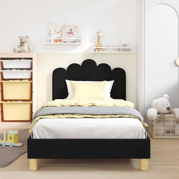 vidaXL Children's Bed Frame with Headboard Black 90 x 200 cm Fabric